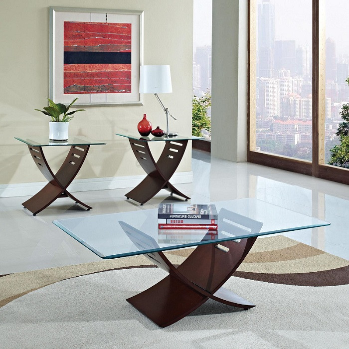Elhan 3-Piece Cherry Coffee Table Set