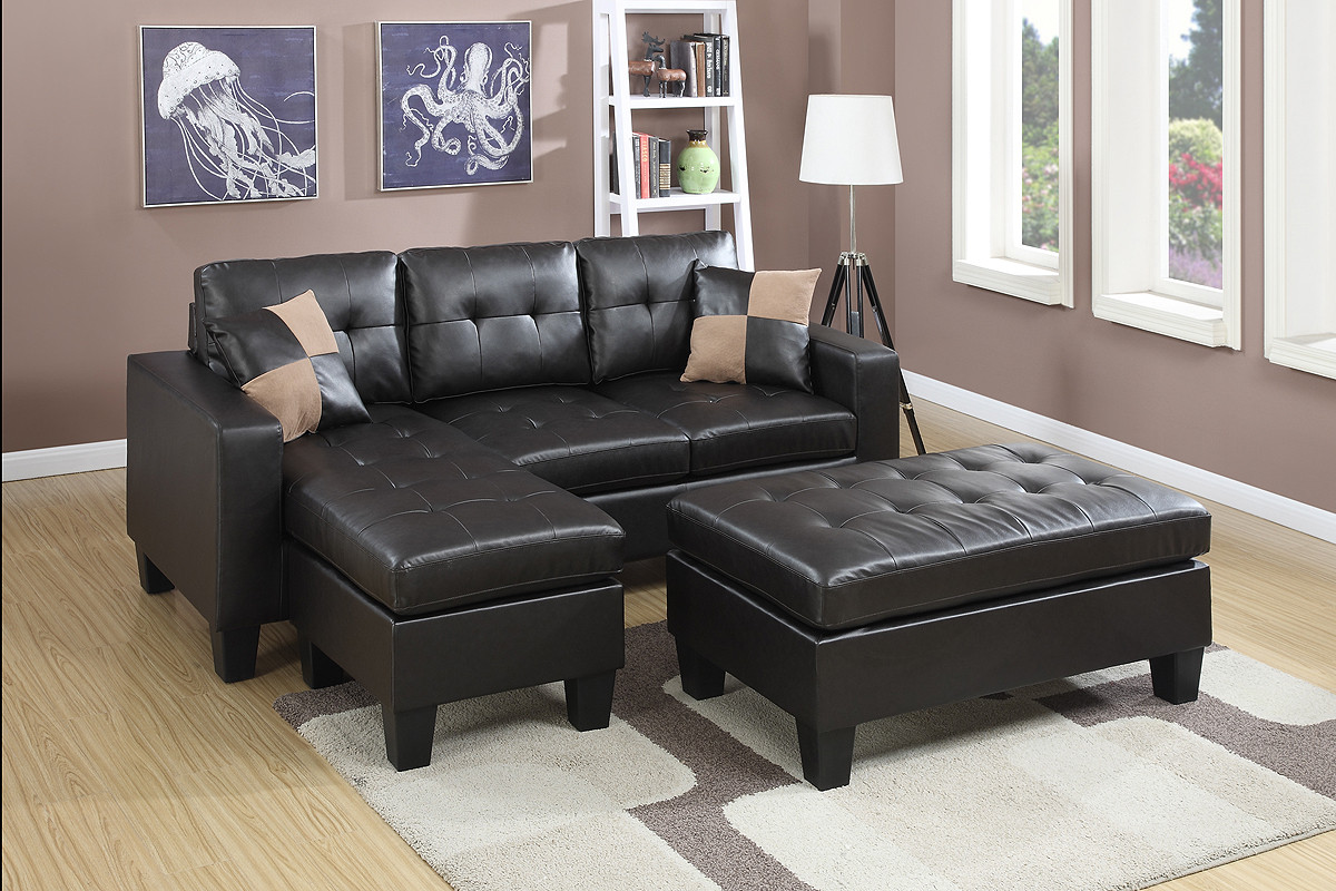Lena Espresso Sectional with Ottoman