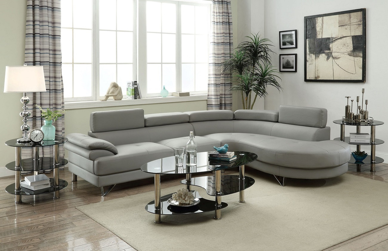 Quincy Grey Leatherette Sectional