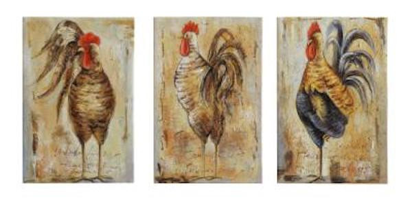 Rooster Trio At Dawn Painting