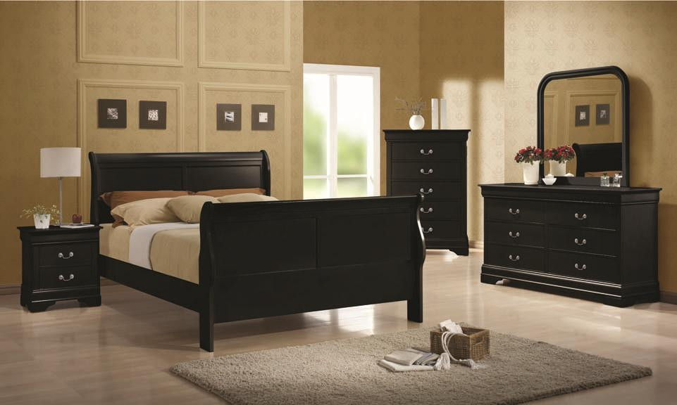 Louis Phillipe Black 4-Piece Bedroom Set