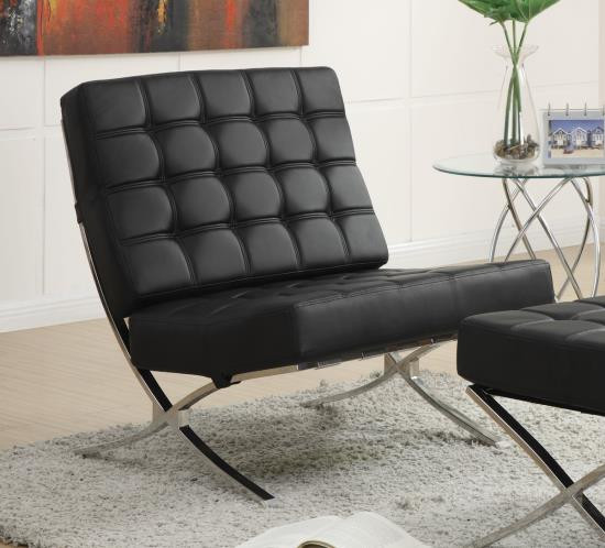 Lucia Black and Chrome Accent Chair 