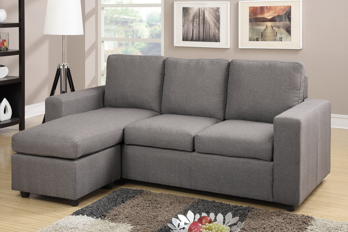 Jen Grey Linen Sectional with Ottoman 