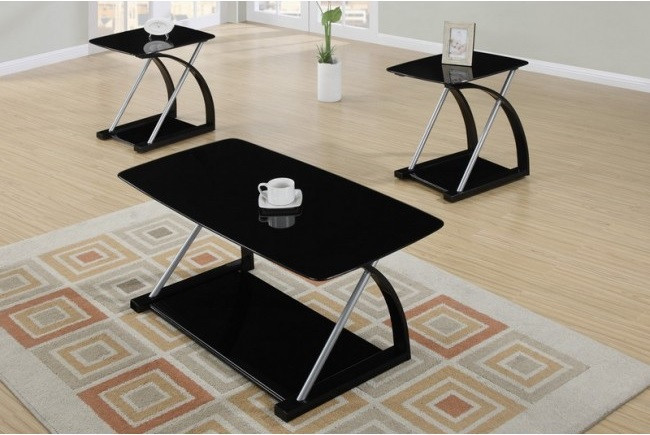 Oscar Black 3-Piece Coffee Table Set 