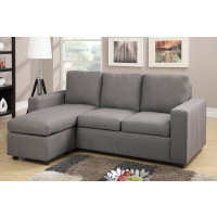 Jen Grey Linen Sectional with Ottoman 
